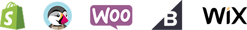 Shopify, PrestaShop, WooCommerce, BigCommerce, Wix